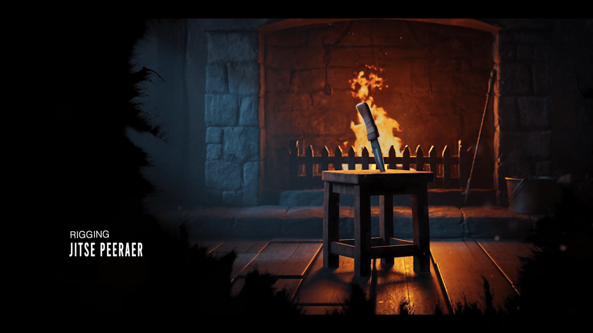 Man hiding near chimney with knife