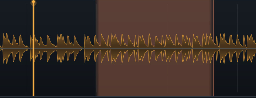 The AudioQ source display: a waveform with a lit loop region and the playhead standing to its left
