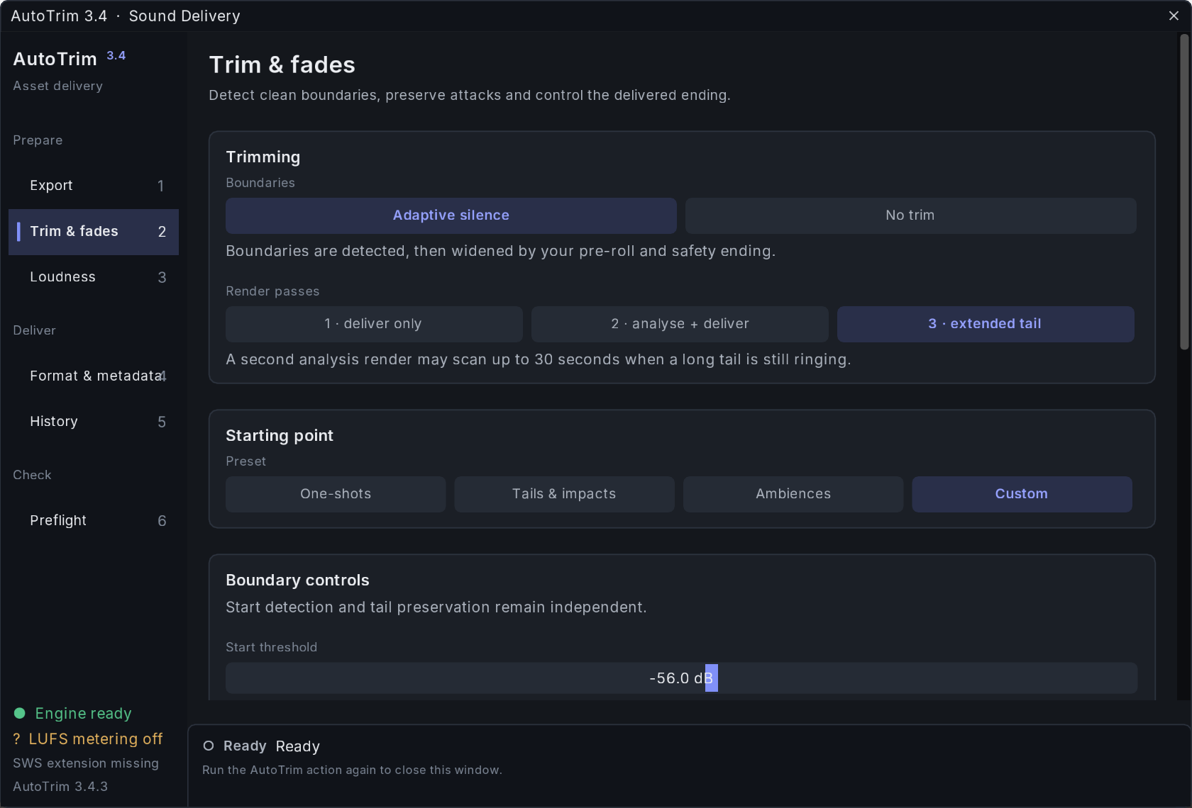 AutoTrim Exporter 3.4.3 Trim and fades screen with adaptive silence, render-pass and boundary controls