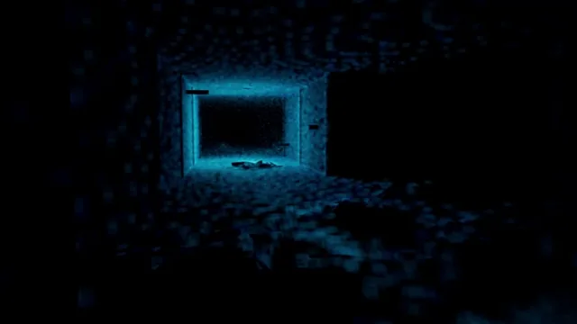 A doorway outlined in blue, with the room around it drawn in scan points